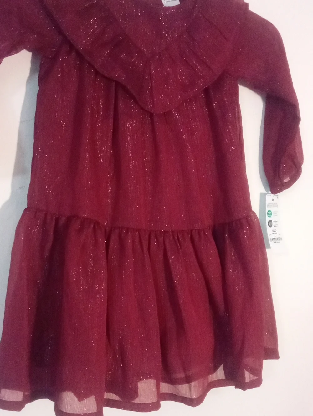 Carter's Girls' Burgundy Sparkle Ruffle-Tier Dress 2T NWT Holiday